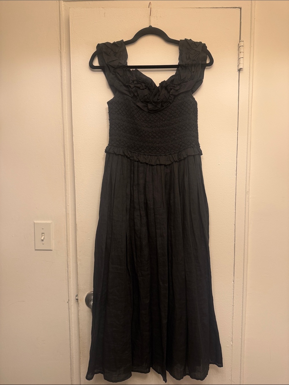 Sea New York Black Ruffled Maxi Dress